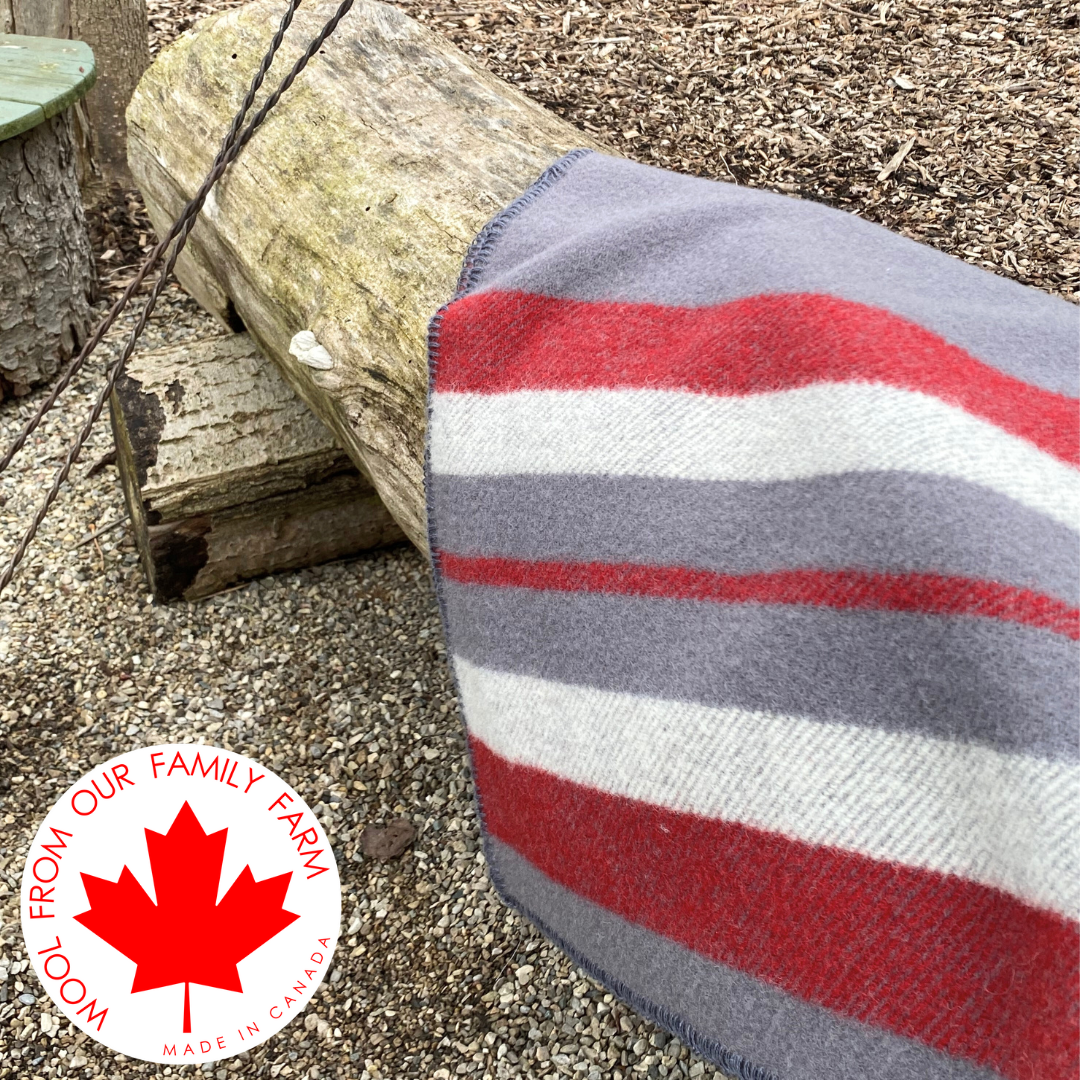 Mountain Heritage Red, White & Grey Premium Wool Blanket