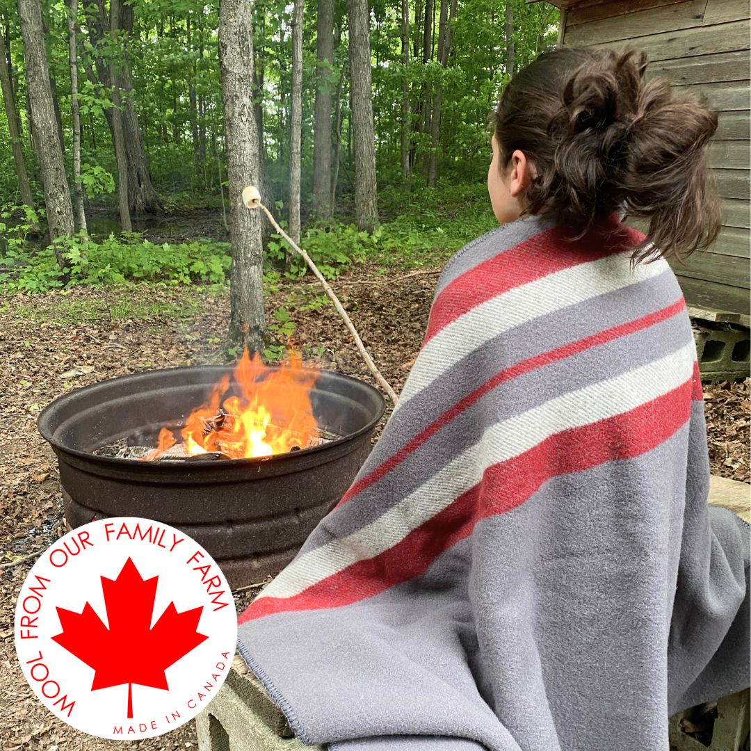 Mountain Heritage Red, White & Grey Premium Wool Blanket