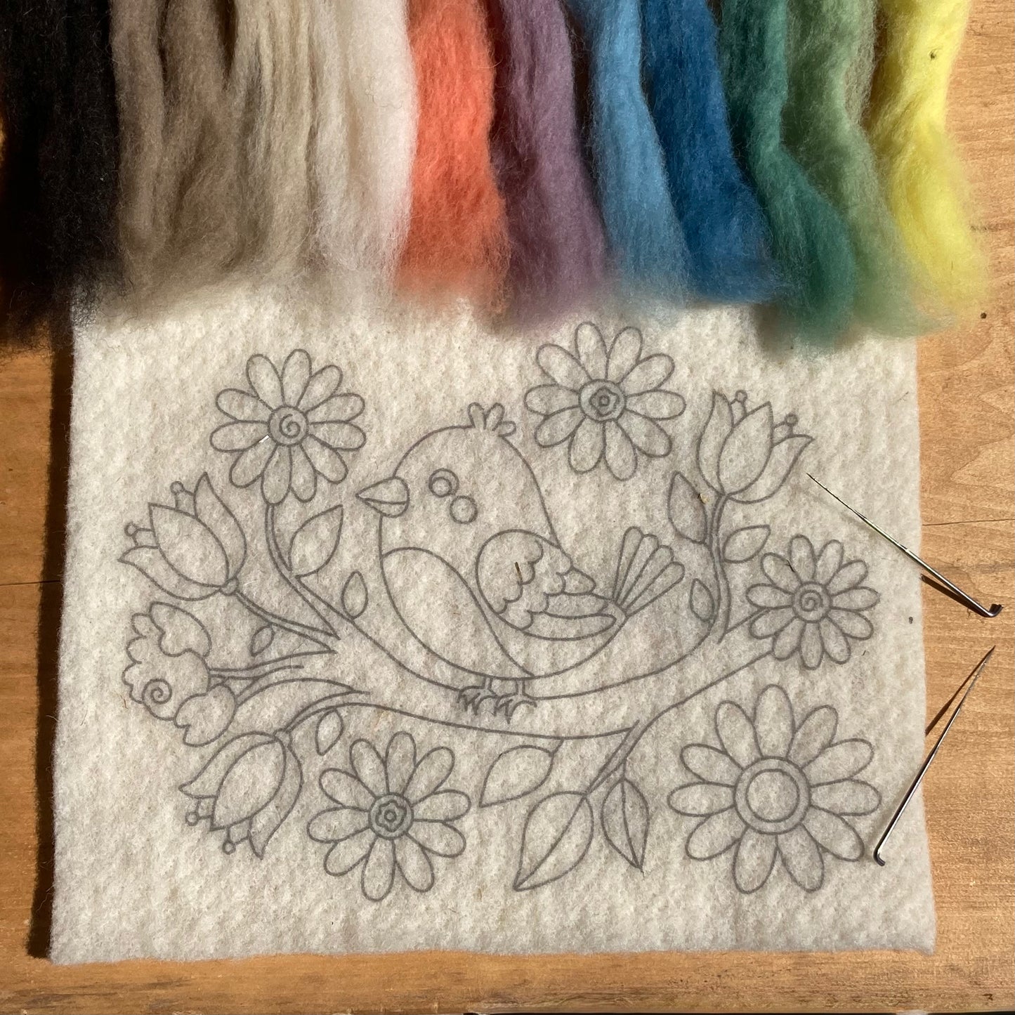 Needle Felting Kits- 2D Colouring Page