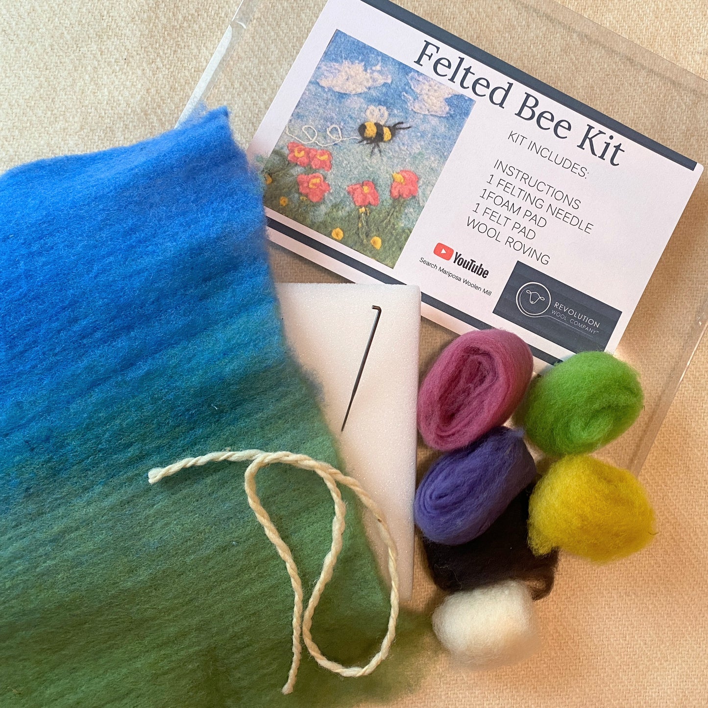 Needle Felting Kit: 2D Picture Sheep, Bee or Birch Scene