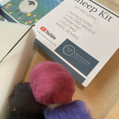Needle Felting Kit: 2D Picture Sheep, Bee or Birch Scene