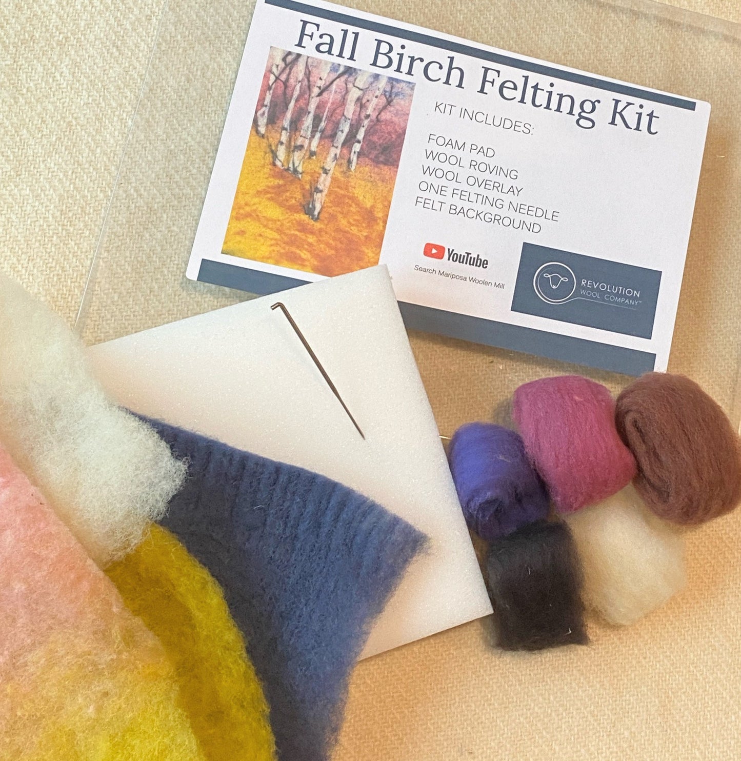 Needle Felting Kit: 2D Picture Sheep, Bee or Birch Scene