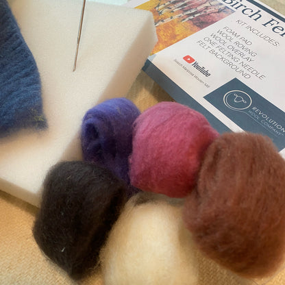 Needle Felting Kit: 2D Picture Sheep, Bee or Birch Scene
