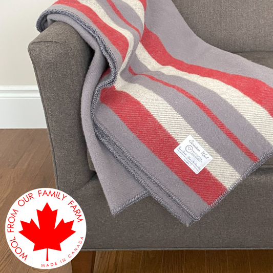 Mountain Heritage Red, White & Grey Premium Wool Blanket